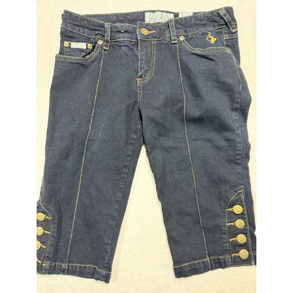 Baby Phat Crop Jeans Womens 9 Blue Denim Side Button Y2K Flare Hong Kong